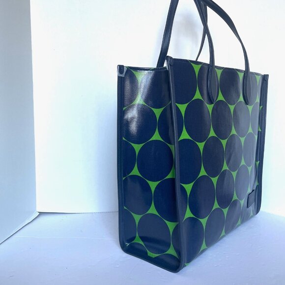 Kate Spade Gotham Extra Large Tote Joy Dot Canvas Blue Polka Dot Leather Trim - Picture 8 of 15